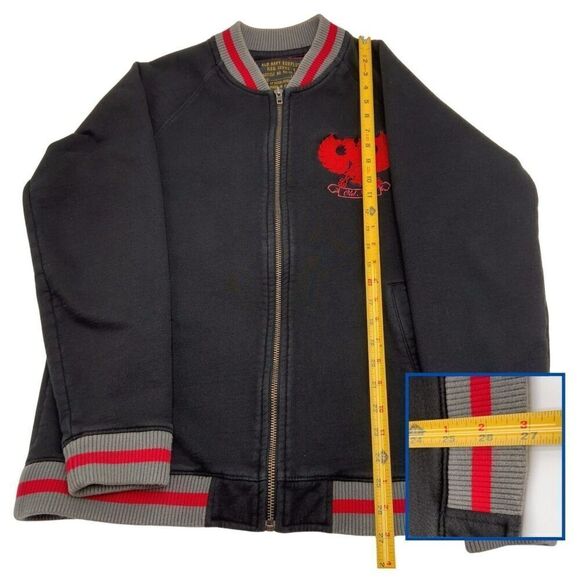 Old Navy Jacket Mens Large Black Red Surplus Reg‎ Issue Varsity Letterman Zip Up - Picture 5 of 9